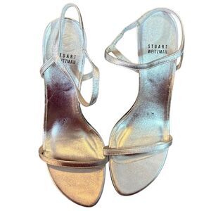 Stuart Weitzman Silver Strappy Heels – Size 9M